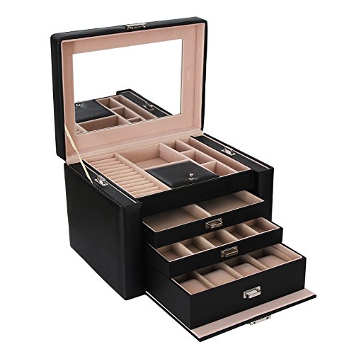 Boîte à bijoux 29,5 x 21,8 x 19,5 cm noir jbc04b