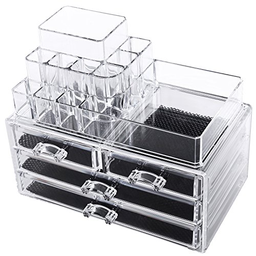 2 en 1 organisateur maquillage 4 tiroirs acryli...