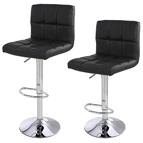Lot de 2 tabourets de bar avec dossier noir hau...