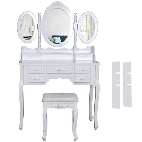 Blanc coiffeuse table de maquillage grand commo...