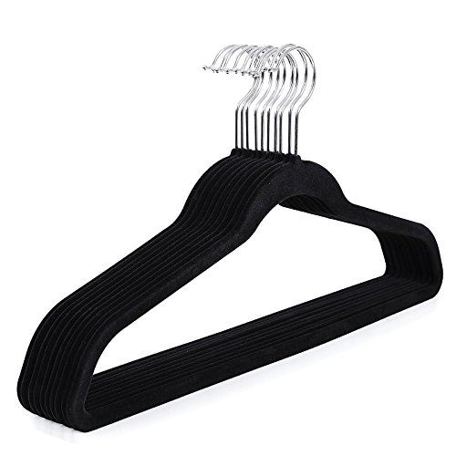 Lot de 20 cintres en velours antidérapant noir ...