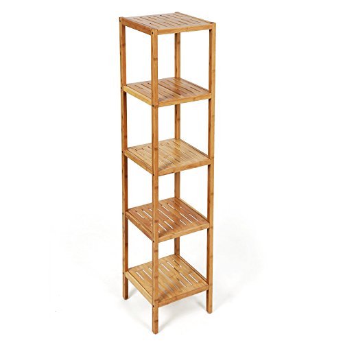 Étagère salle de bain bambou, 5 niveaux, 146 x ...
