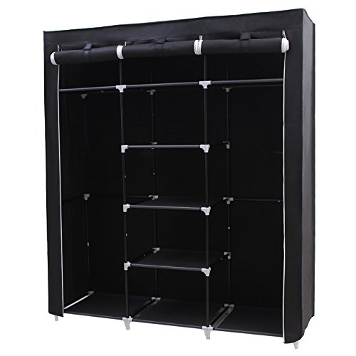 Armoire de rangement penderie noir 175 x 150 x ...