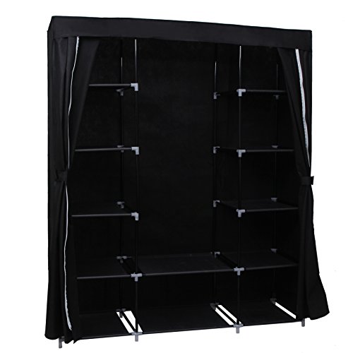 Armoire de rangement penderie noir 175 x 150 x ...