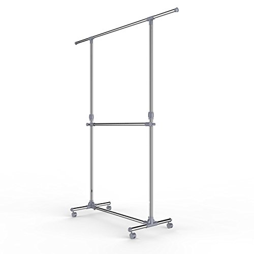 Songmics Portant / penderie à vêtement sur roulettes gris hauteur: 113-198cm, tube en fer revêtu d'acier llr401 code EAN 6955880349043 
