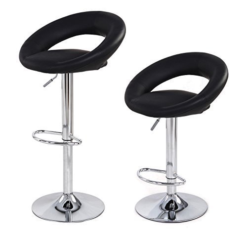 Lot de 2 tabourets de bar noir chaise fauteuil ...