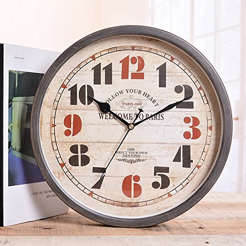 kinnie kinine Horloge de mur rétro en Europe et en Amérique recto horloge murale horloge simple décoratifs en fer forgé mur horloge mur de jardin horloges murales code EAN 6958415846154 