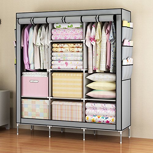 LAGUTE Armoire Penderie Etagere Dressing en Tis...
