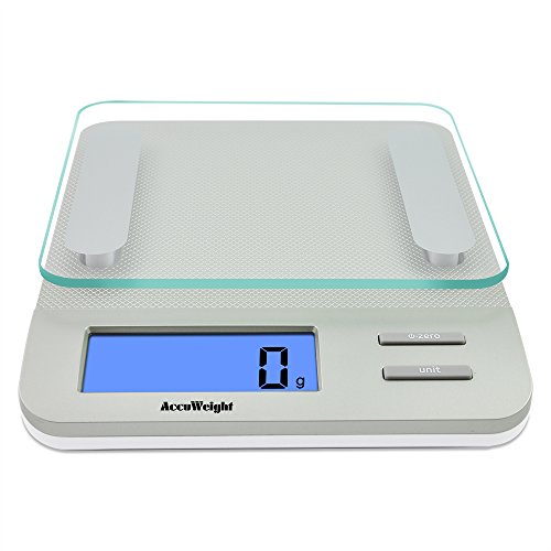 Accuweight Aw-ks005 balance de cuisine ,11lb /5kg maximum plate-forme en verre trempé, argent code EAN 6970000950558 
