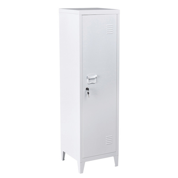 Armoire 1 porte métal blanc 