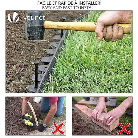 VOUNOT Bordure de jardin plastique flexible 20m...