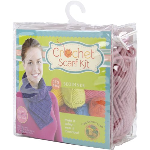 Lion Brand Yarn Company Débutant au Crochet écharpe Kit-Dusty Rose 6976573891045 (6976573891045)