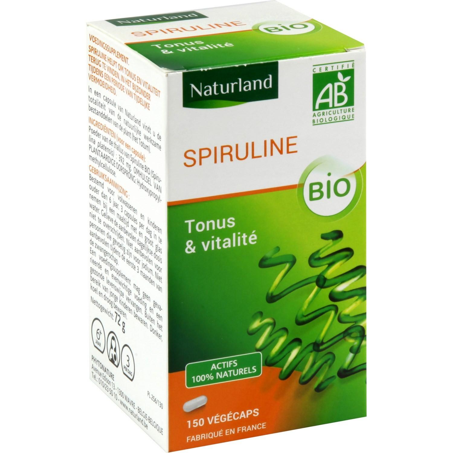 Complément alimentaire bio spiruline NATURLAND