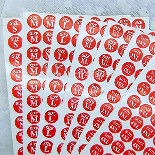 daily deals Les nouvelles étiquettes étiquettes autocollantes en papier de taille pour les vêtements de couleur rouge diamètre 13mm étiquettes Taille 1296 pcs Livraison gratuite code EAN 7105701763506 