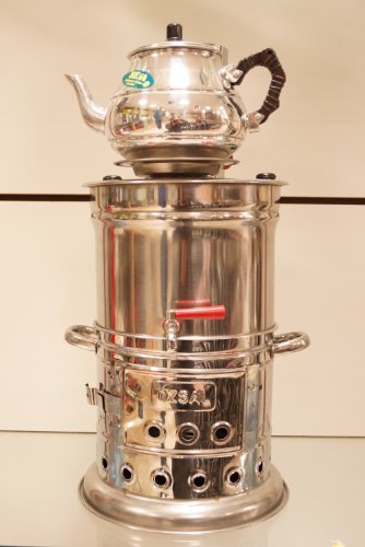 Samovar/semaver/théière avec teekannenaufsatz pour le camping, le jardin, les terrasses, les pique-niques et chauffée par charbon de bois (charbon de bois ou de 5 litres de capacité 7115353512353 K/A