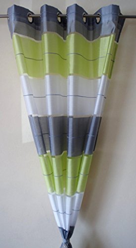Supplied by AeMBe aembe - Œillets Rideau semi-transparent - Set - Top Design Moderne - 2 rideaux en 1 Pack - Vert/Blanc/Gris - grande qualité 7118999282437 (7118999282437)