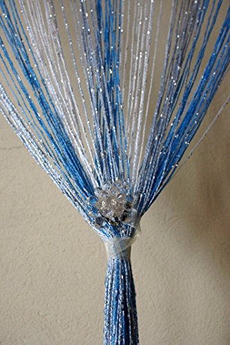 AeMBe aembe - Leguana Rideau à rideau de porte - 100 cm x 200 cm - Blanc/Bleu/Argent/Glitter - Haute Qualité 7161763211003 (7161763211003)