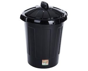 ChoicefullBargain En plastique Noir 80 l-Grande poubelle à couvercle à clipser 7199485555129 (7199485555129)