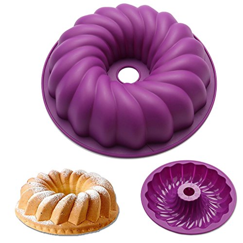 PingZhi Cuisson silicone gâteau rond de 9 pouces pan cuisson moule, bpa libre, anti-adhésif de qualité européenne silicone, 25x25x6cm, purple 7264155032313 (7264155032313)