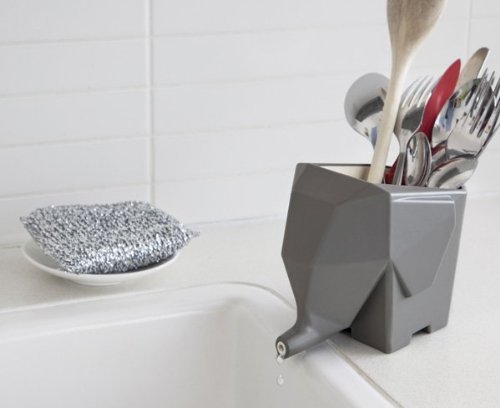 Égouttoir à couverts gris motif éléphant