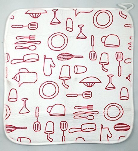 Tapis égouttoir à vaisselle en microfibre - Cuisine égouttoir à évier - Thé Serviette - blanc avec impression - 40 x 45, 45 cm x 45 cm 7309042023880 PS-Ltd