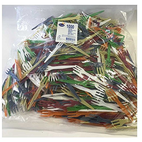 Duni Multicolores frites fourchettes en plastique env. 8,5 cm (env. 1000 pcs./sachets) code EAN 7321011189571 