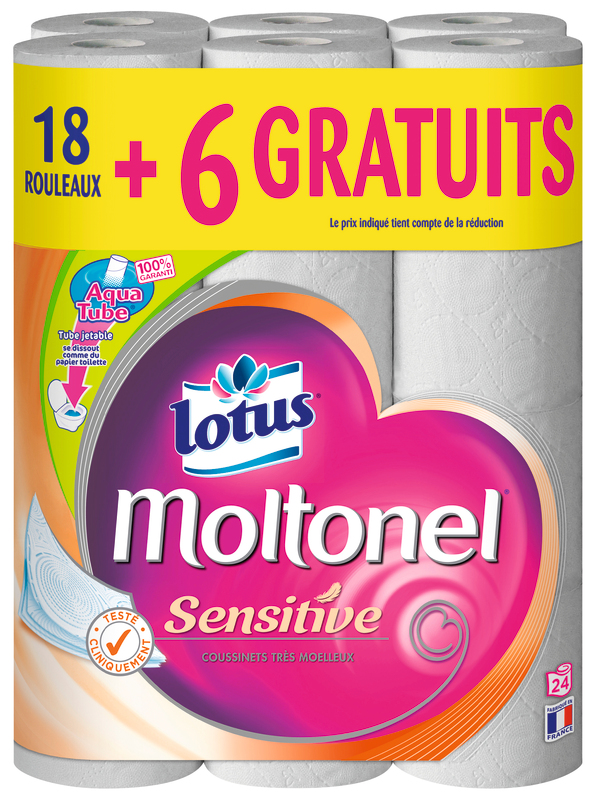 PAPIER HYGIÉNIQUE AQUATUBE SENSITIVE 18+6 LOTUS...