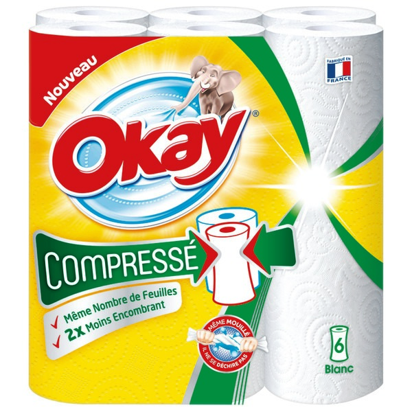 6 ROULEAUX ESSUIE-TOUT COMPRESSÉ OKAY