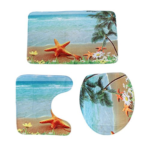 3 pcs tapis de salle de bain en flanelle contou...