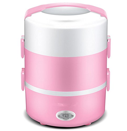 GOUGOU Boîte à lunch Boîte à lunch étudiant trois chauffage électrique repas chaud électrique est prise d'isolation cuisson portatif de boîte à lunch , pink , 205*205*275 code EAN 7354019904013 