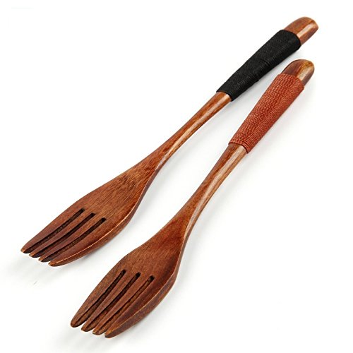 EQLEF 4 morceaux de bois naturel fruit fork style rétro en bois fork alimentaire code EAN 7371101158741 
