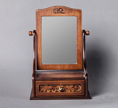 XYXY HYT Boîte de bijoux rétro miroir sculpté e...