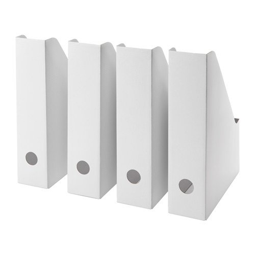 IKEA FLUNS Lot de 4 Range-revues, en carton bla...
