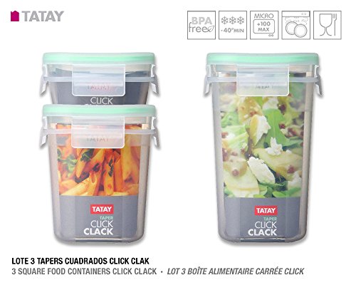 TATAY Lot 3 Tapers étanches et empilables carré...