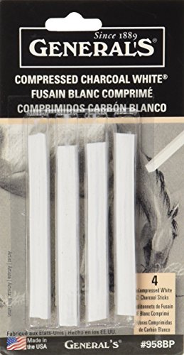 Bâtons de Fusain comprimé 4/Pkg-blanc - doux as...