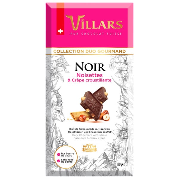  Tablettes De Chocolat Noir Noisettes Et Crêpe Croustillante Villars code EAN 7610036012507 