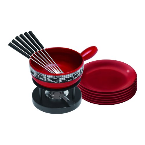 32047 set fondue au fromage carré céramique rou...