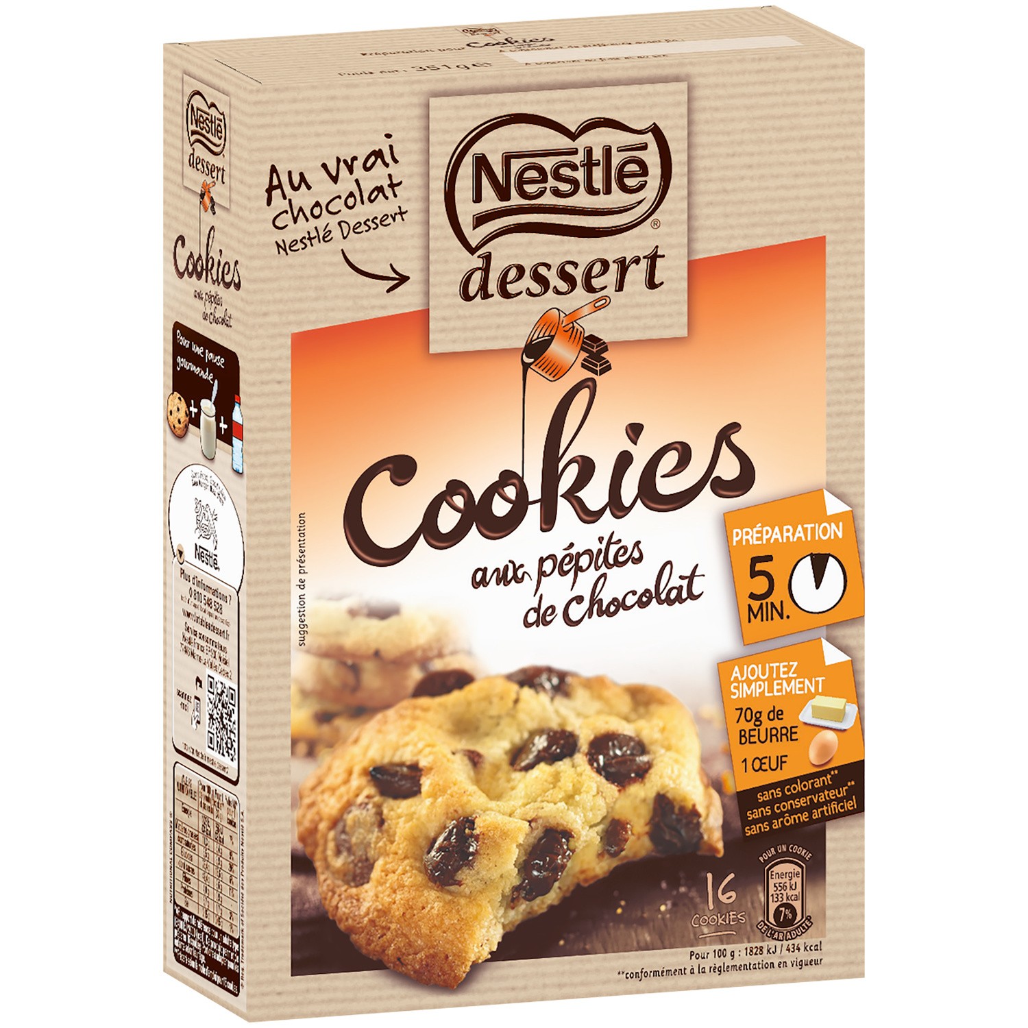 Préparation gâteau cookies pépites choco NESTLE...
