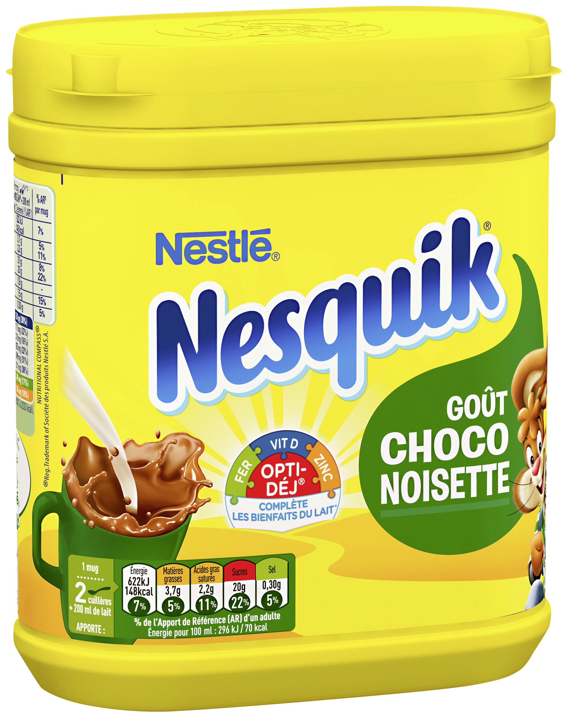 Poudre chocolatée goût choco noisette Nesquik