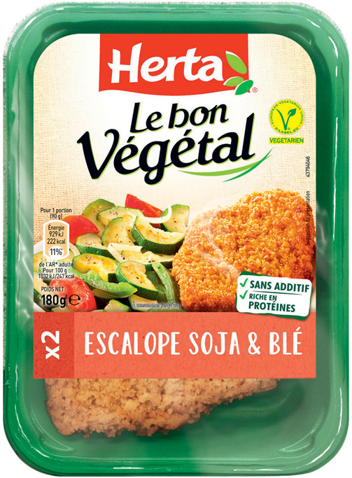  ESCALOPE SOJA & BLÉ LE BON VÉGÉTAL “HERTA” code EAN 7613036021388 