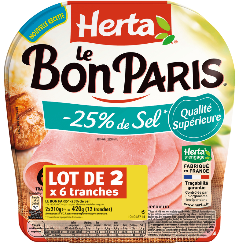 LE BON PARIS JAMBON -25% DE SEL herta