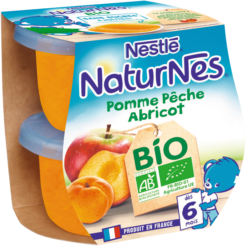 POTS NATURNES POMME, PÊCHE, ABRICOT BIO nestlé