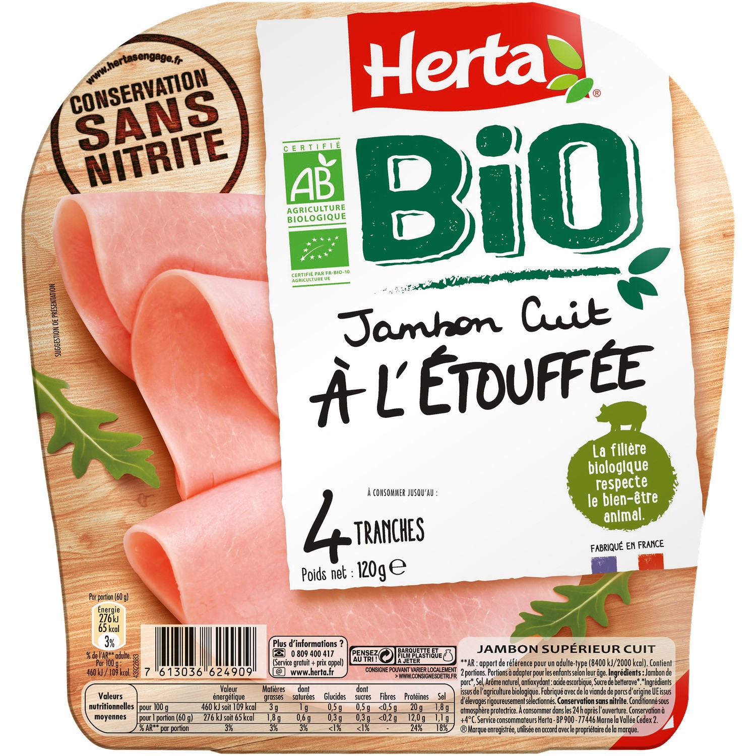 Jambon bio à l'étouffée HERTA