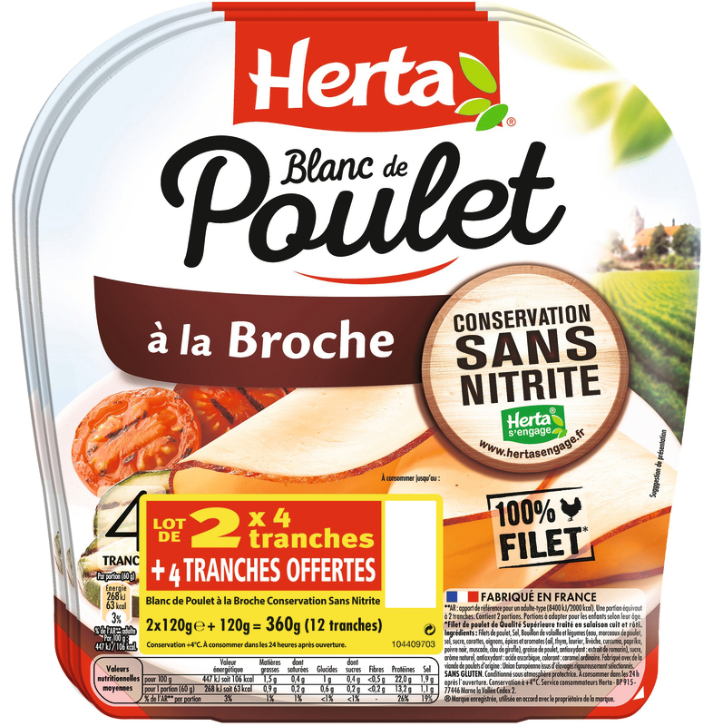 BLANC DE POULET BROCHE SANS NITRITE 4 TRANCHES ...