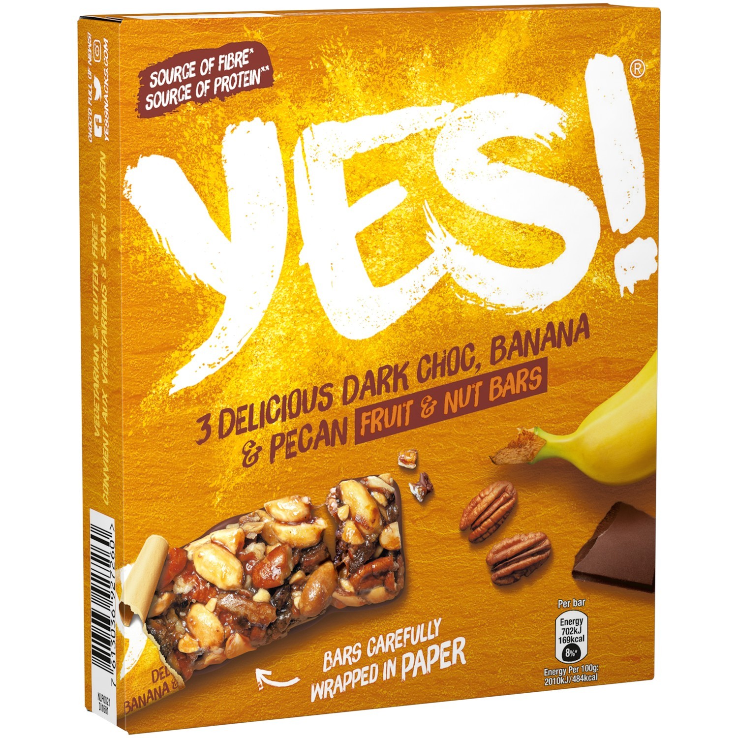 Barres chocolatés chocolat noir, banane & pécan...