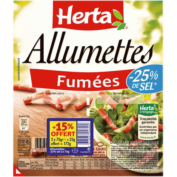 Allumettes fumées -25% de sel
