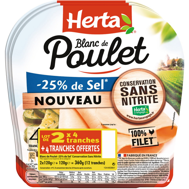 BLANC DE POULET -25% DE SEL herta