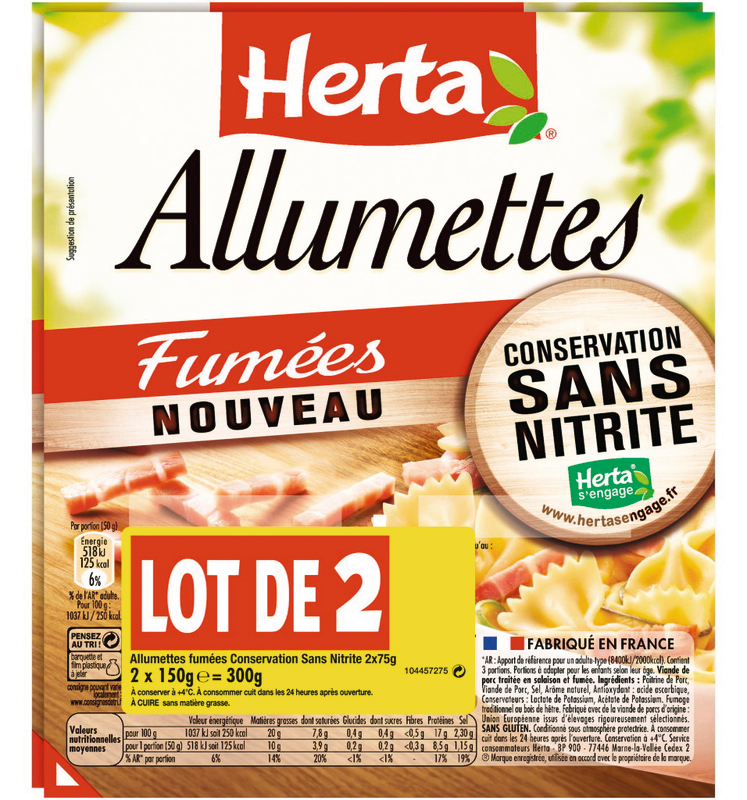 ALLUMETTES FUMÉES CONSERVATION SANS NITRITE Herta