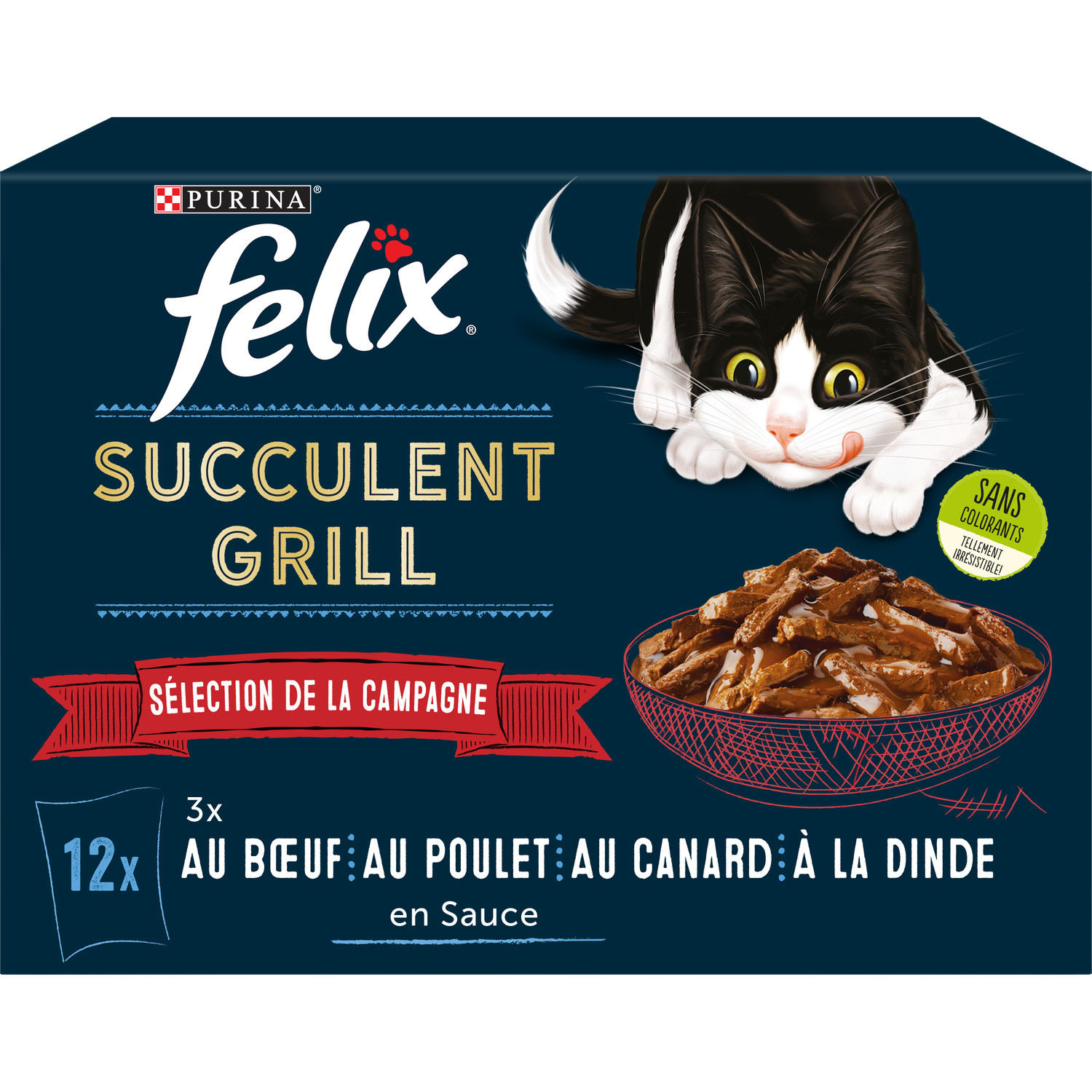 Grill pour chat adulte  au bœuf, au poulet au c...