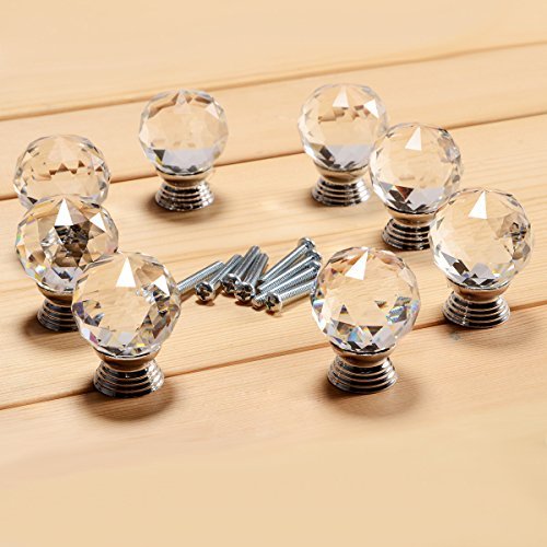 8 x 30 mm clair cristal verre boutons de porte ...